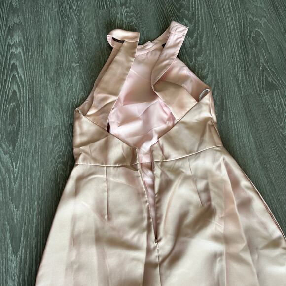 Alfred Sung Dress Size 8 Satin Twill Halter High Neck Toasted Sugar Gown D772 - Picture 15 of 15